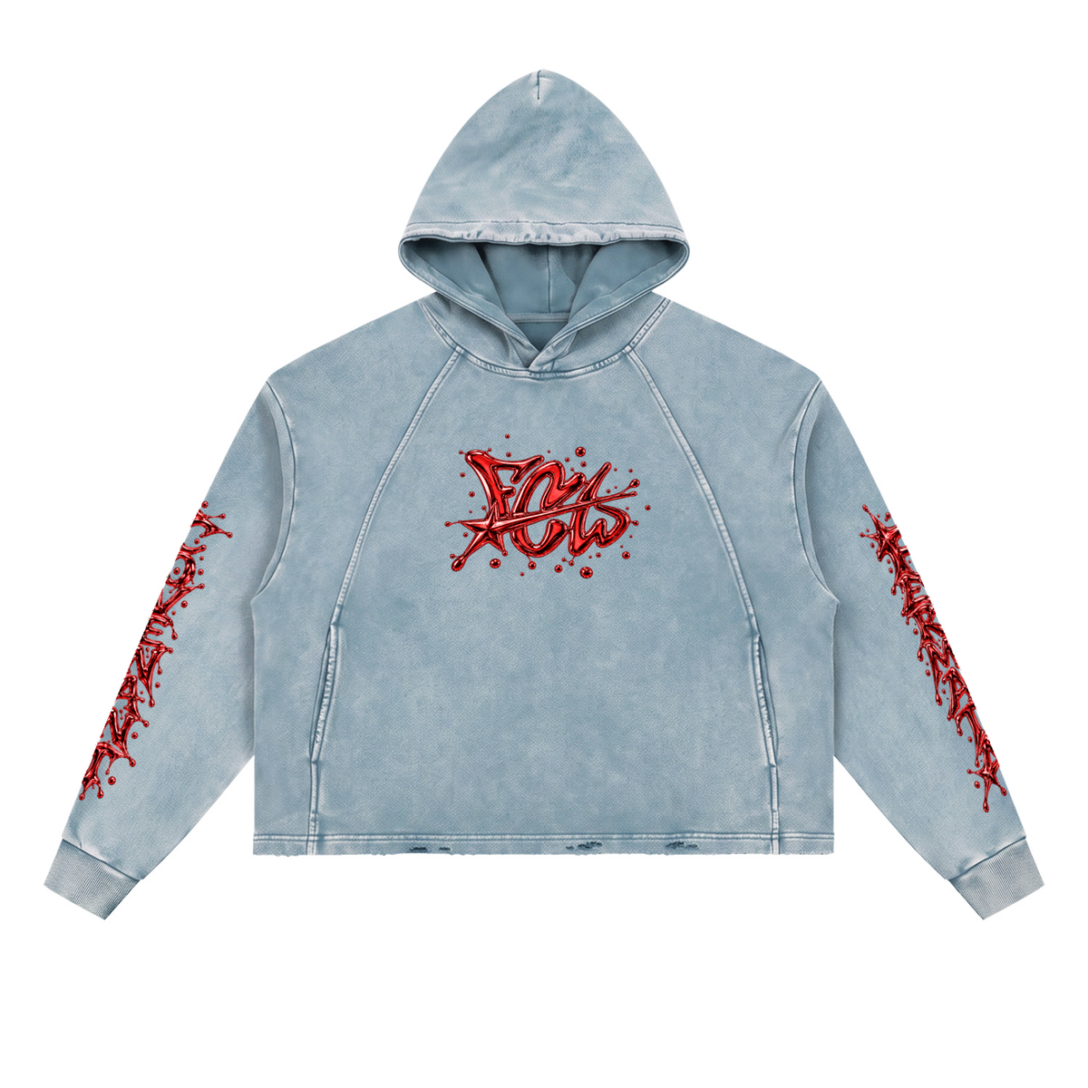 Vintage Washed Frayed-Hem Hoodie
