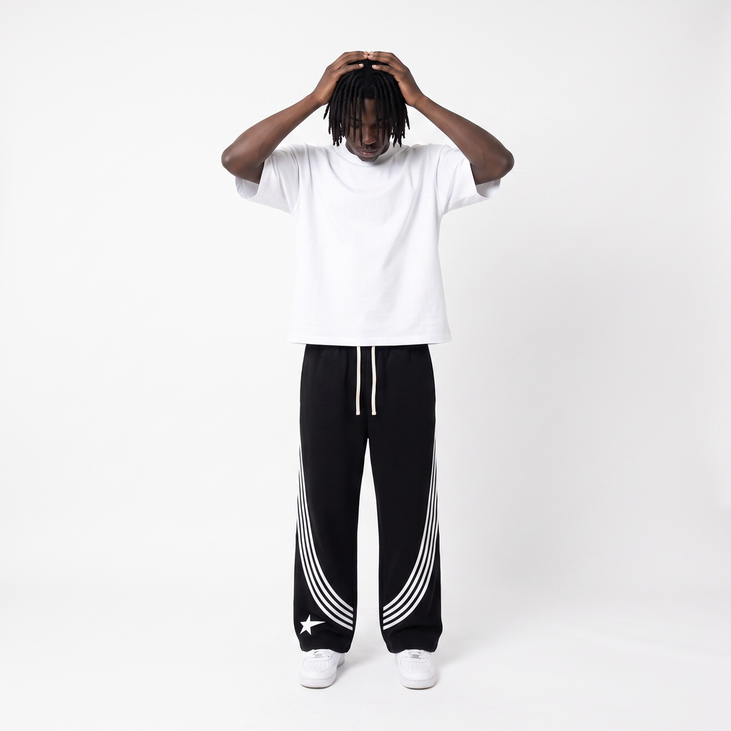 Curved Stripe Straight Sweatpants