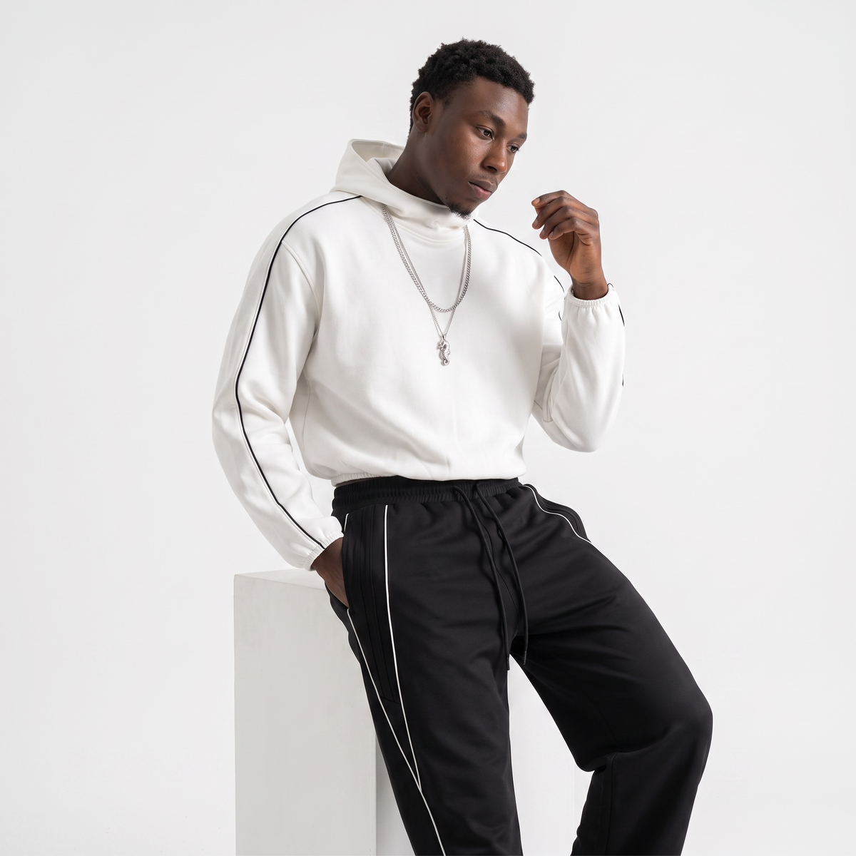 Reflection Striped Straight-Leg Sweatpants