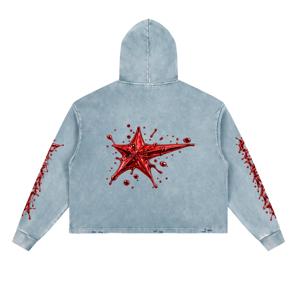 Vintage Washed Frayed-Hem Hoodie