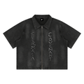 Unisex Vintage Washed Full-Zip Denim Shirt
