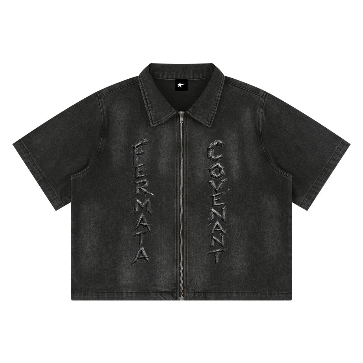 Unisex Vintage Washed Full-Zip Denim Shirt