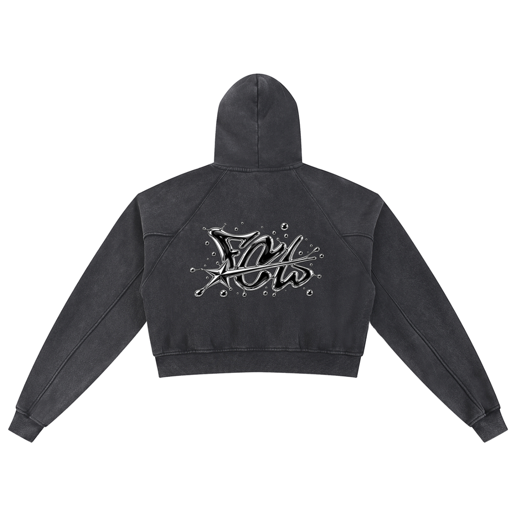 Snow Washed Cropped Hoodie